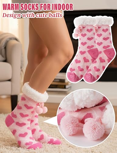 Image of MOGGEI Fuzzy Slipper Socks for Women, Warm Cozy for Winter, Non Slip Grips | Extra Soft Fluffy Lining, Anti-Skid Grippers, Thick Plush Cuff, Smooth Toe, Gifts,Thermal Fleece Cabin Socks, for Home Sleep