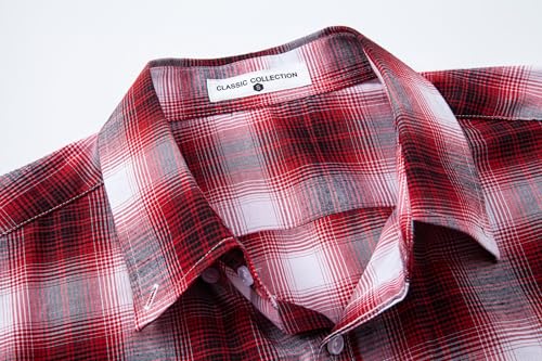 MUSE FATH Mens Long Sleeve Plaid Casual Shirts Soft Button Down with Pocket3