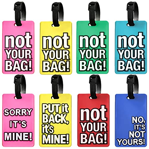 Lot de 8 étiquettes de bagage avec étiquette d'adresse en PVC avec étiquette de nom pour bagages, valises, sac à main Cover