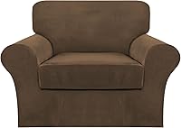 Vista 44 de FantasDecor Fundas para Silla y Sofá de 2 Piezas de Terciopelo para Sala de Estar, Fundas Deslizantes con Cojín Individual, Protector Elástico