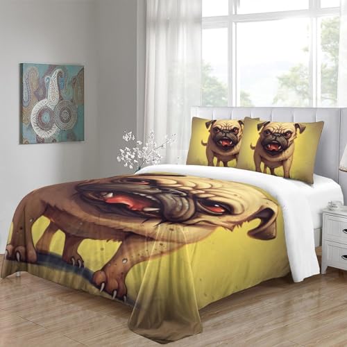 Housse de couette bouledogue français fermeture éclair microfibre - 5