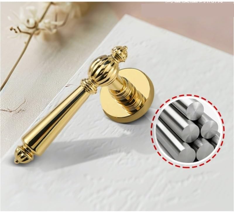 Door Knob Interior Door Handle with Lock Door Lever for Bathroom and Bedroom Zinc Alloy with Mortise Lock and Magnetic Locks Doors Levers(Color2)