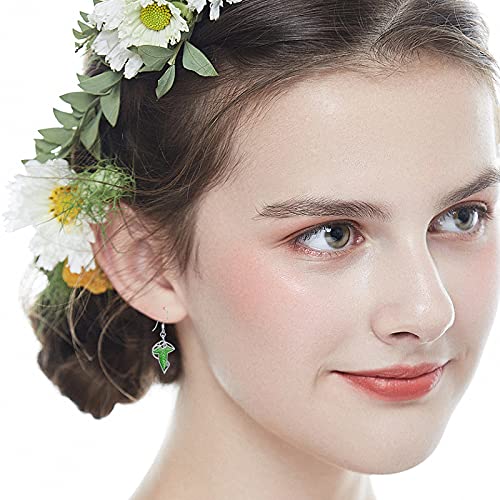 Lord of Rings Earrings 925 Sterling Silver Green Leaf Hobbit Drop Earrings Jewelry Christmas Stocking Stuffers Gifts for Women4