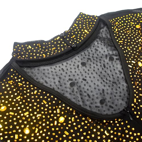Image of Jigfar Women's Sexy Rhinestone Sheer Mesh See Through Bodycon Dress Birthday Party Club Night Outfits