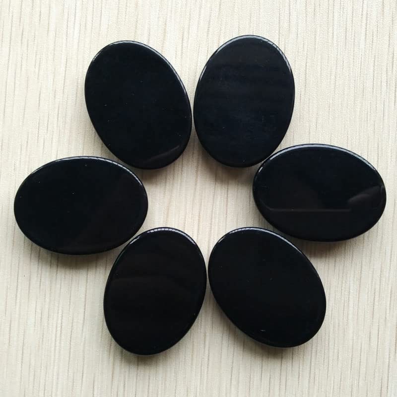 koralik 6 sztuk/partia 30x40mm naturalny czarny onyks owalny kamień kaboszonowy koraliki do tworzenia biżuterii diy Praca ręczna