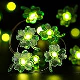 ZingBox Kleeblatt Lichterkette Grün, 3M 30 LED Glücksklee Deko Lichterketten, Batteriebetrieben Kleeblätter Lights, Kleeblatt Lichterkette Outdoor, Kleeblätter Lichterketten für St. Patrick's Day Deko