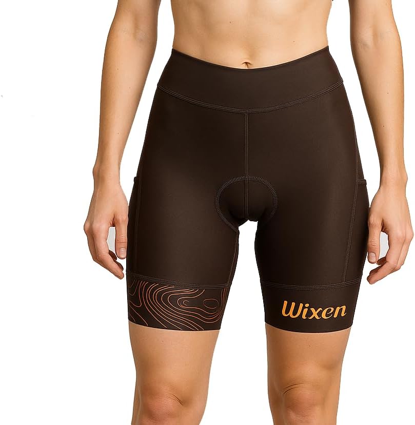Wixen Women's 4D Padded Cycling Shorts with Pockets – High Waist, Moisture-Wicking Bike Underwear Biker’s Shorts