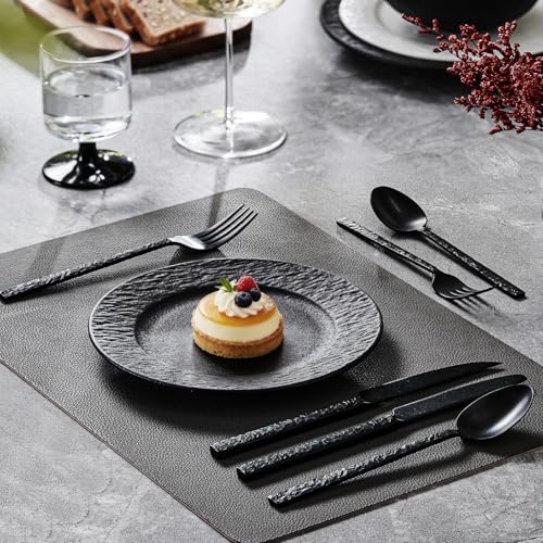 48 Pcs Black Hammered Silverware Set with Steak Knives for 8, 18/10 Steel by KINGSTONE - Used condition - Image 9