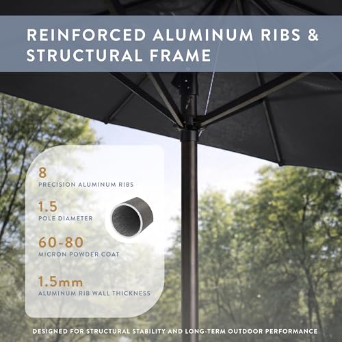 Image of California Umbrella 8-Year Protection 9 Ft Outdoor Patio Umbrella, Solstice Fade-Resistant Fabric, Auto-Tilt, Heavy Duty Aluminum Frame, 8 Reinforced Ribs for Pool or Deck, Bronze Pole