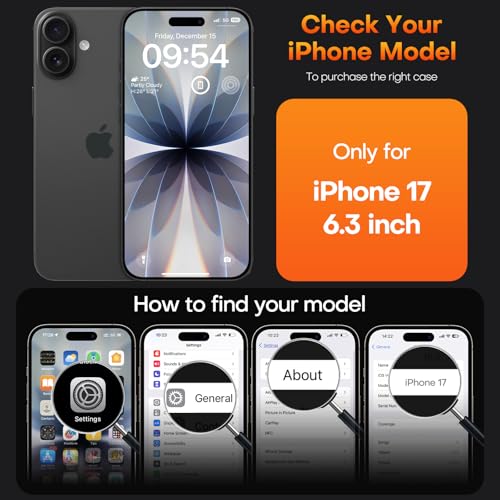 Image of TAURI for iPhone 17 Case, with Screen Protector, Matte Black | Full Camera Protection, Anti-Yellowing Military-Grade Protection Shockproof Slim Phone Case for iPhone 17