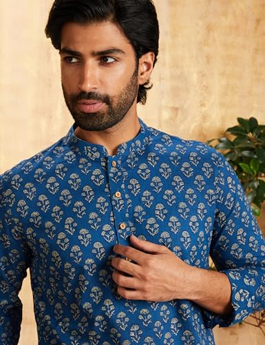 Image of Amazon Brand - Symbol Men's 100% Cotton Everyday Mid Length Casual Kurta - Regular Fit (Available in Plus Sizes)
