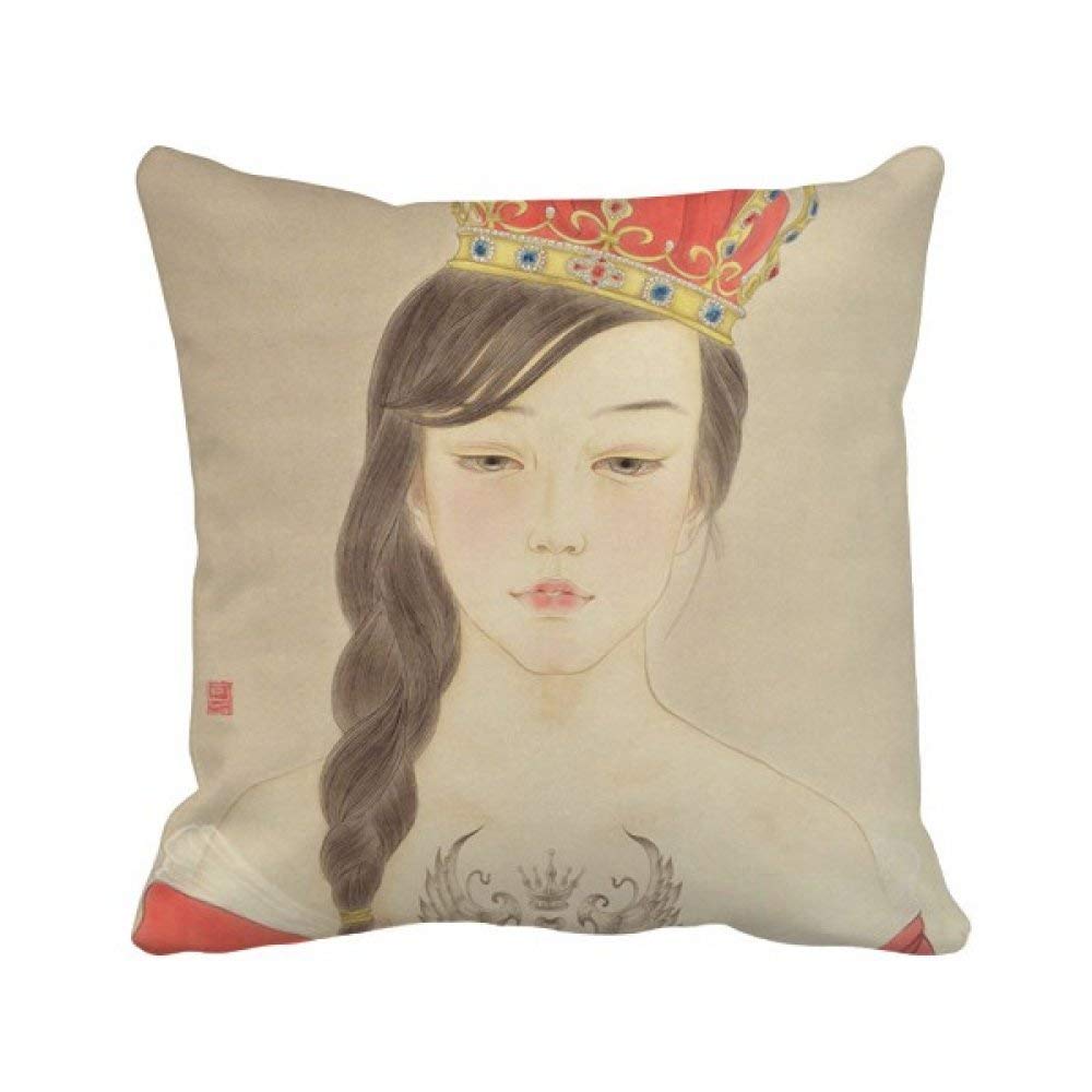 Coussin carré en polyester style aquarelle chinoise de 45x45 cm pour canapé