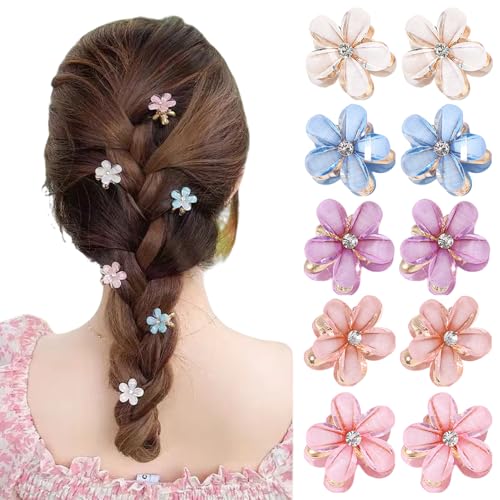 Mikankawa ヘアクリップ ミニ髪クリップ 花クリップ 10個セット 髪飾り 可愛い 髪留め ヘアピン 大人 可愛い おしゃれのサムネイル