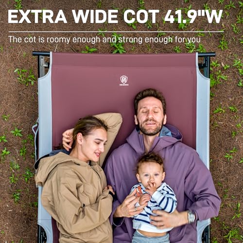 Image of EVER ADVANCED Extra Wide Camping Cot for Adults Oversized XXL Sleeping Cots Folding Cot Bed with Carry Bag, 84.3 inch L x 41.9 inch W, Support to 550 lbs