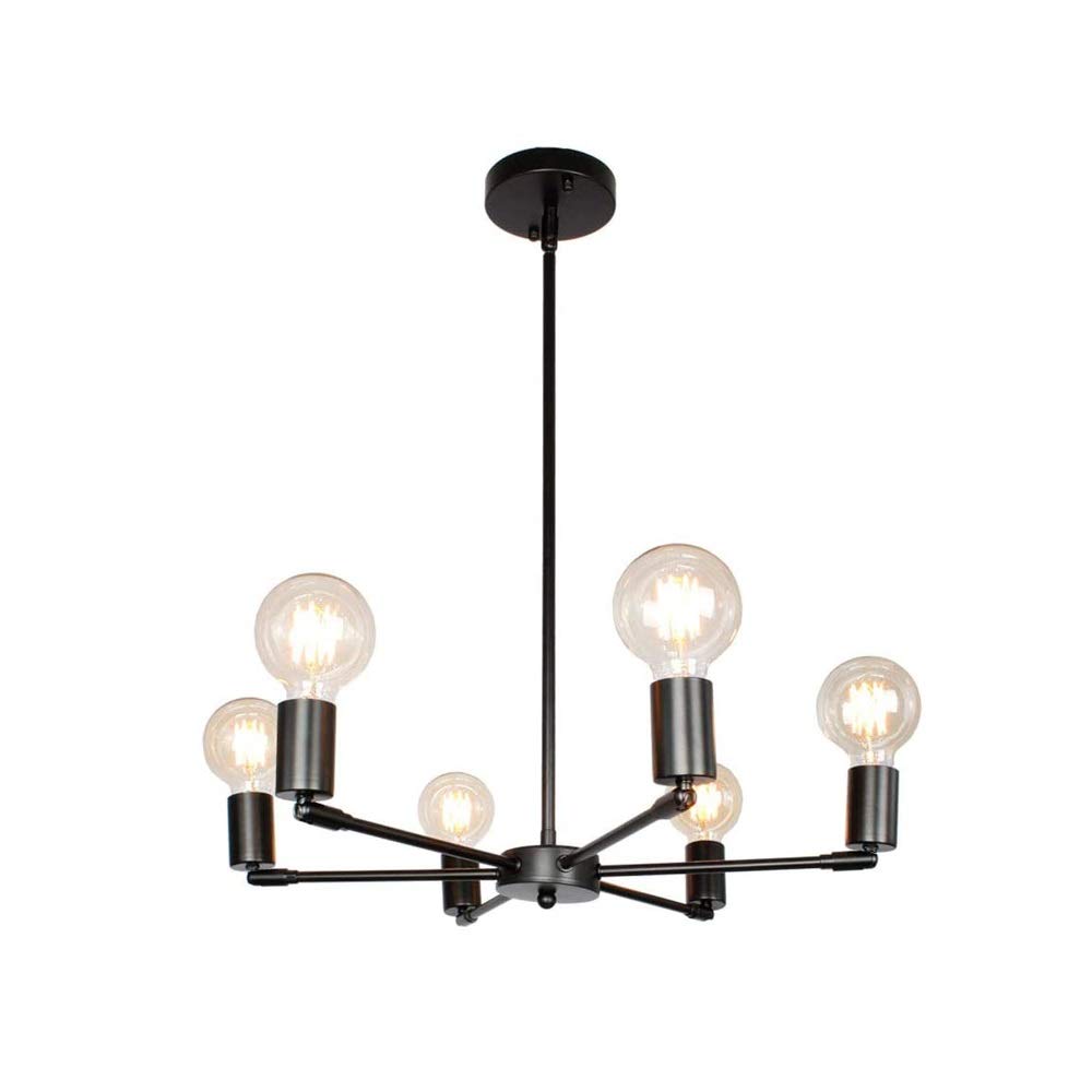 Lustre de foyer et plafonnier au vent industriel avec 6 lampes pour éclairage décoratif