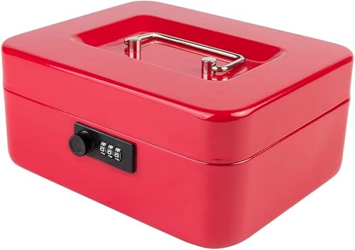 KYODOLED Caja de dinero mediana con cerradura de combinación, caja de dinero de metal con bandeja de dinero para caja de seguridad de 7.87 x 6.30 x