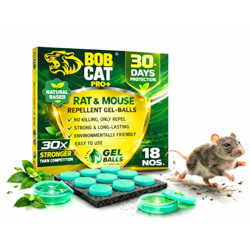 Image of Bob Cat Rat & Mouse Repellent Gel Balls | Herbal & Natural Formula | Long-Lasting 30 Days Protection |Eco-Friendly & Safe | For Home, Kitchen, Warehouse, Factory & Office | Pack of 18 |FORMULATION 30X