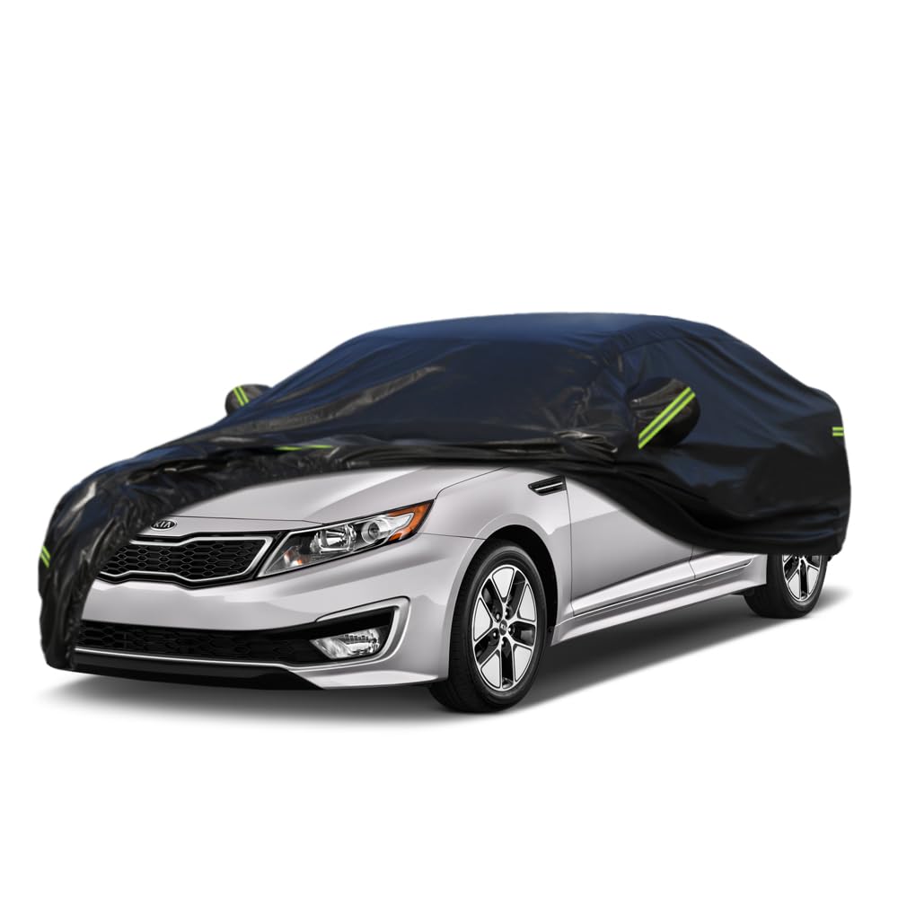 Kaugung 7 Layers Car Cover Custom Fit Kia Optima from 2000 to 2025, Outdoor Waterproof All Weather Sun Rain Dust Snow Protection with Zipper Door.(USA