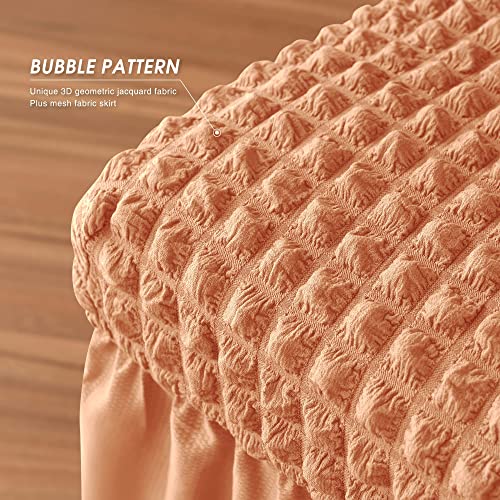 Imonofit 3D Spandex Seersucker Bench Covers For Dining Room, Soft Stretch Upholstered Bench Seat Slipcover For Living Room, Kitchen And Bedroom, Washable Removable Dining Bench Protector，Light Orange #TOP6