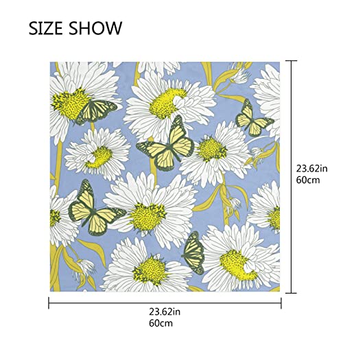 Susiyo G277666062P265C302S508 Vintage Butterflies And Chamomiles Square Scarves Silk Scarf Kerchief Hair Headscarves Neckerchief thumb #1