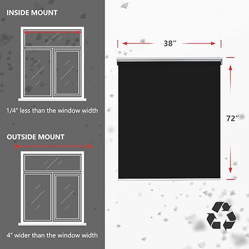 Miniatura 4 de SEEYE Persianas enrollables opacas sin cordón, para ventana, impermeable, con aislamiento térmico, protección UV, para el hogar, cocina, baño,