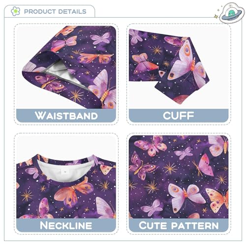 JUNZAN Butterflies and Stars on Purple Big Boys Sweatshirts Hoodies Long Sleeve Kids Hoodies Boys Camping 4T3