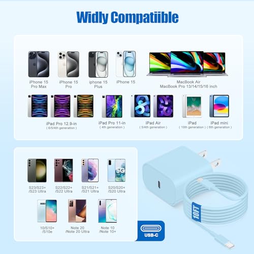 Image of iPhone 17 16 15 Fast Charger Block and 10ft Type C to C Cable Cord Long, 20W USB C Charging Plug for Apple iPhone 17 Pro Max /17 Air /16 Pro Max /16 /15 Pro /15 Plus /iPad Mini,Wall Power Adapter Cube Brick