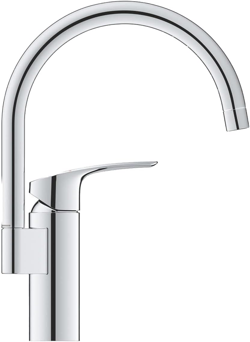 Side view of GROHE Eurosmart faucet, showing lever position