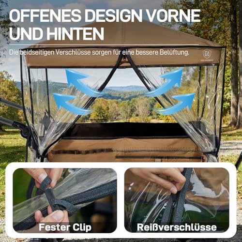 EVER ADVANCED Bollerwagen Regenschutz Universal aus TPU Reißfeste Regenschutz Kinderwagen mit Reißverschluss Fester Clip Bollerwagen… – Ansicht 3