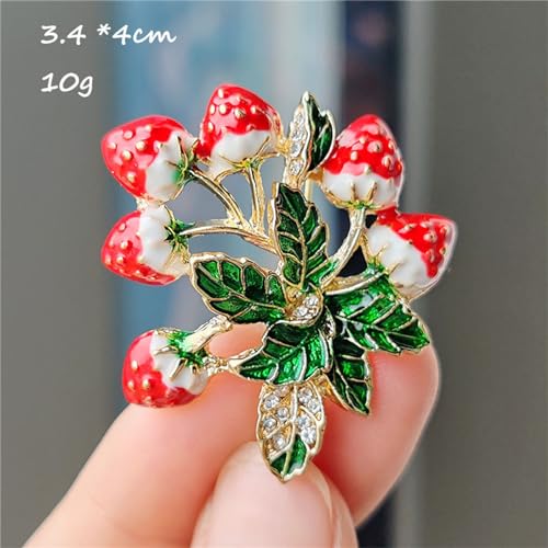 Image of WCRAZYE Red Strawberry Brooch Pin for Women Girls Cute Enamel Fruit Brooches Badges for Clothing Backpacks Bag Fashion Brooches Plant Lapel Pin Accessories Jewelry Gift