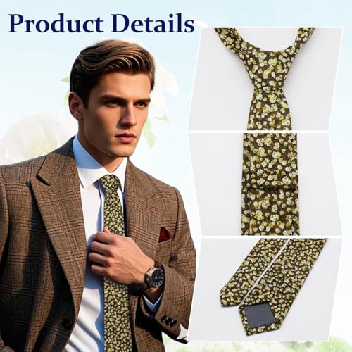 Image of Floral Ties Skinny Tie for Men, Cotton Mens Neckties for Weddings | 2.56'', floral, slim, soft and comfortable, men's neckties for casual, business, party, daily, dating