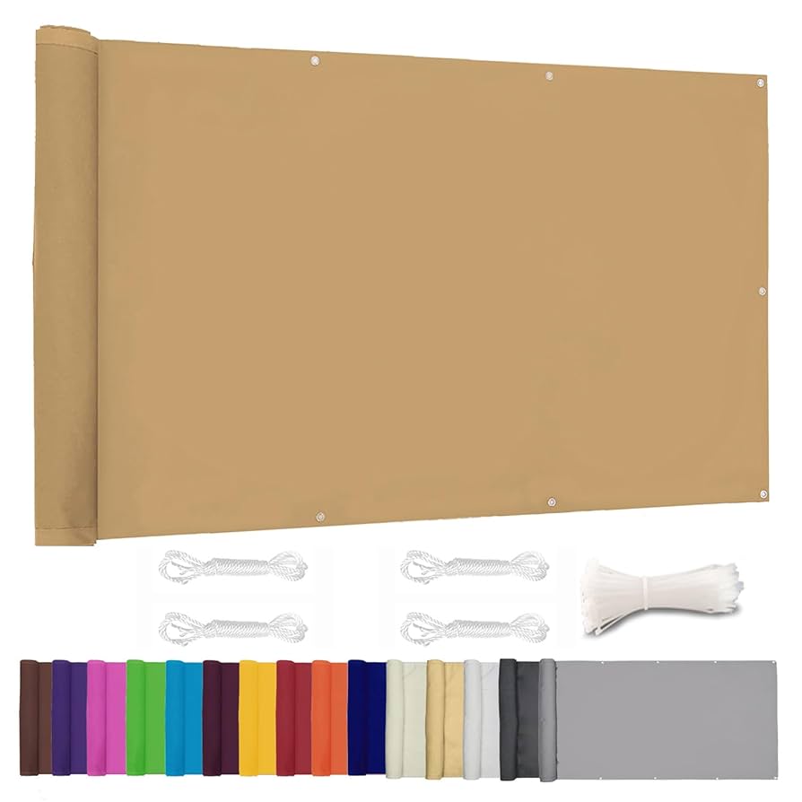 Vocray 0.9X3M Privacy Screen For Balcony Apartment Railing, Sun Protection Balcony Netting, Wind And Dust Barrier,Mesh Fabric For Outdoor Privacy Shield, Pool, Terrace, Patio, Fence Cover(Black