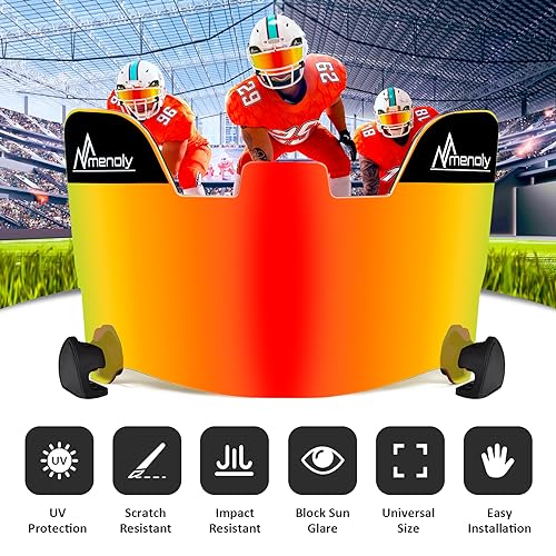 MENOLY Football Visor, Youth Football Helmet Visor, Scratch Resistant, UV Block, Facial Protection Visor for Football Helmet