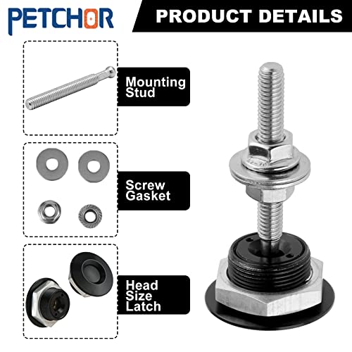 Petchor 4Pcs 1.25 Inch Universal Aluminum Vehicle Hood Pins, Quick Release Latch Lock Clip Push Button Bonnet Kit, License Plate Lock Clip, Black #TOP2