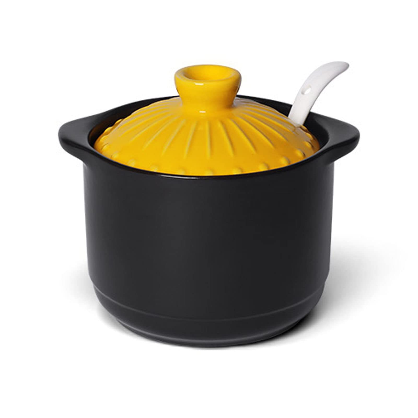 Barattolo per spezie in porcellana, zuccheriera, a forma di casseruola, con coperchio colorato, con cucchiaio in ceramica, zuccheriera in ceramica, barattoli per spezie in porcellana, set da 3