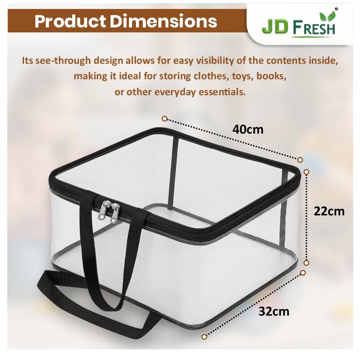 MECHDEL 1 Pcs 27L Transparent Plastic Storage Bags for Clothes with Zipper & Handles/Foldable Saree Covers/PVC Wardrobe Organizer/Multipurpose Storage Bags/Blanket/Bedsheet/Lehenga/Shirts-40x32x22| Made in India 3