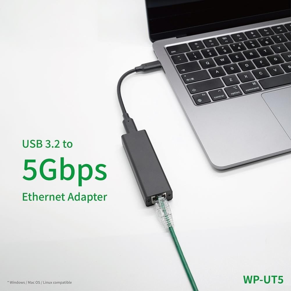Adattatore da USB 3.2 a 5GbE WP-UT5, adattatore di rete ad alta velocità 5GbE, convertitore Gigabit Ethernet per trasferimento dati veloce per PC portatile