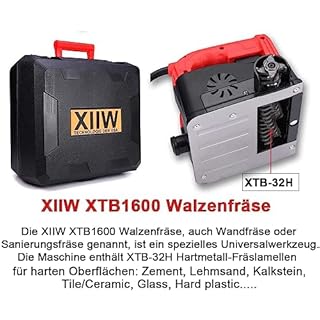 Fresa per calcestruzzo, 1600 W, 4000 UPM, fresatrice a rulli, fresatrice per muri, smerigliatrice per calcestruzzo, smerigliatrice per superfici dure: granito & Marble, Masonry, Tile/Ceramic