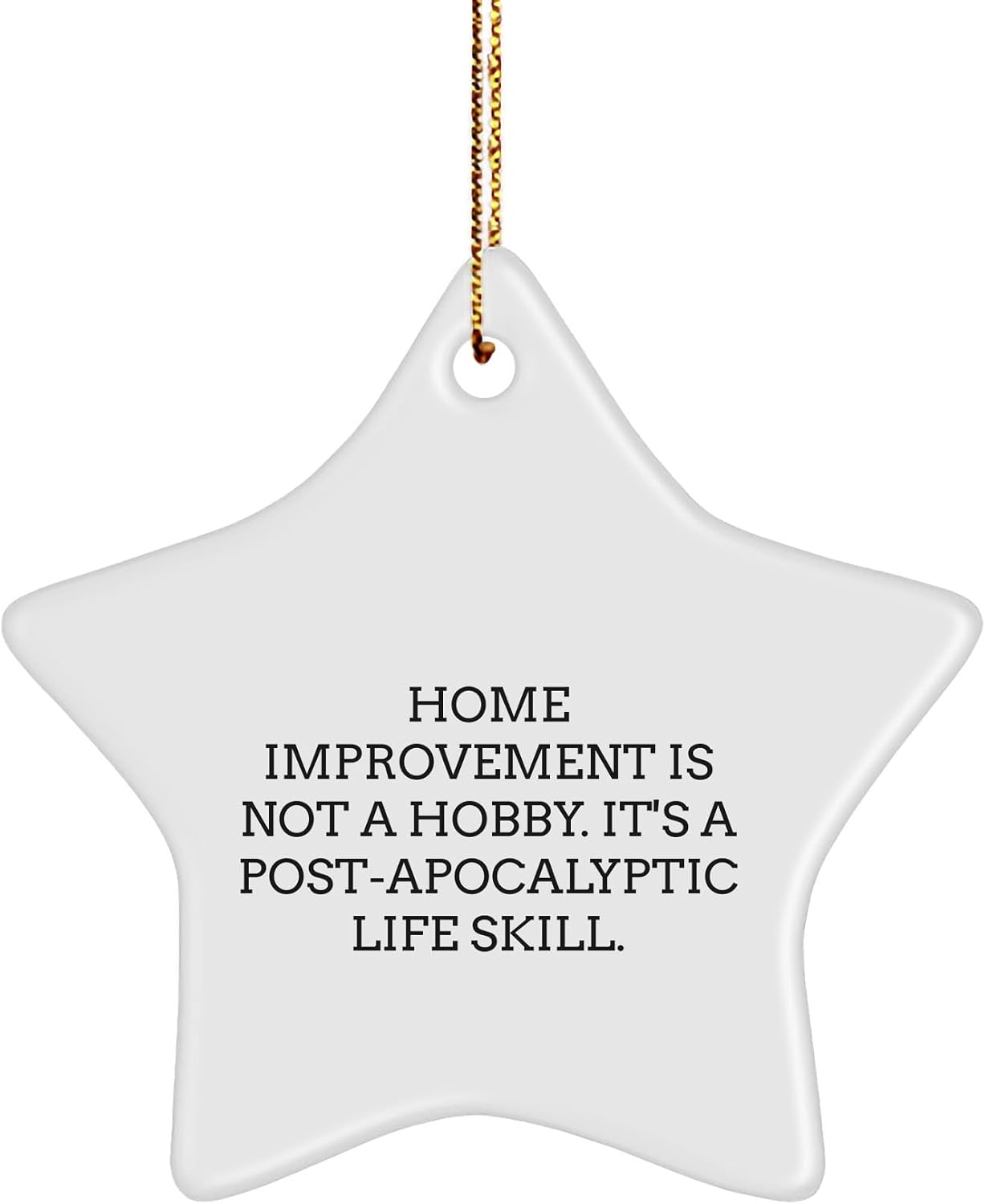 Home Improvement Gifts for The Apocalypse Enthusiast - Funny Post-Apocalyptic Life Skill White Sturdy MDF Star Ornament Gifts with Inspirational Quote for Christmas