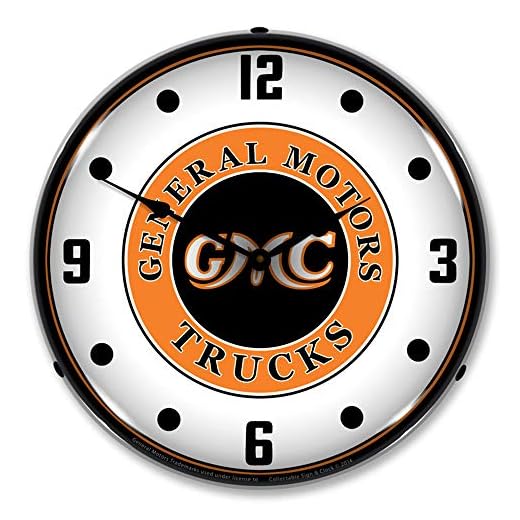 GMC General Motors Trucks LED Wall Clock, Retro/Vintage, Lighted, 14 inch