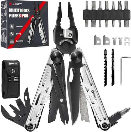 BIBURY Multitool Pliers, Stainless Steel 31-in-1 Multi Tool Pliers with Replaceable Wire Cutters and Saw, Foldable Multitools with Scissors and Screwdriver, Ideal for Camping, Survival,Repairing by BIBURY - Used condition - CA$44.18