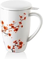 Vista 22 de Sweejar Taza de Té de Porcelana con Infusor y Tapa, Tetera con Filtro, Colador Infusor de Tazas de Té de Hojas Sueltas, 16 Fl Oz para Azul degradado