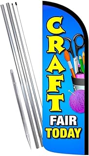Craft Fair Today Premium Windless Feather Banner Flag Kit (Flag, Pole, & Ground Mt)