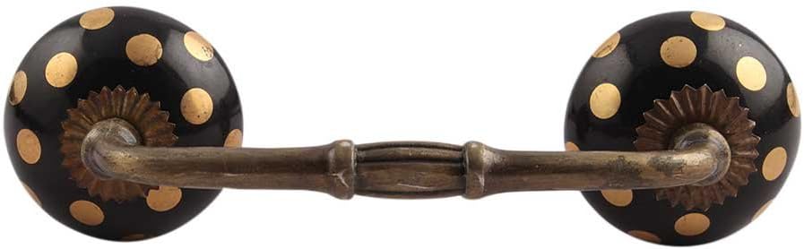 Indian-Shelf 1 Pack Ceramic Door Handles for Cabinets and Drawers Gold Dresser Pulls for Door Antique Hardware 8'' Hole to Hole -BH-235-DCK-139