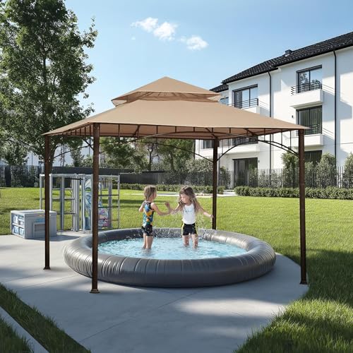 Yescom Summer Veranda Gazebo Top Replacement 2 Tier Dark Beige Fit for L-GZ093PST/G-GZ093PST/TGZ093 Madaga Frame Patio G