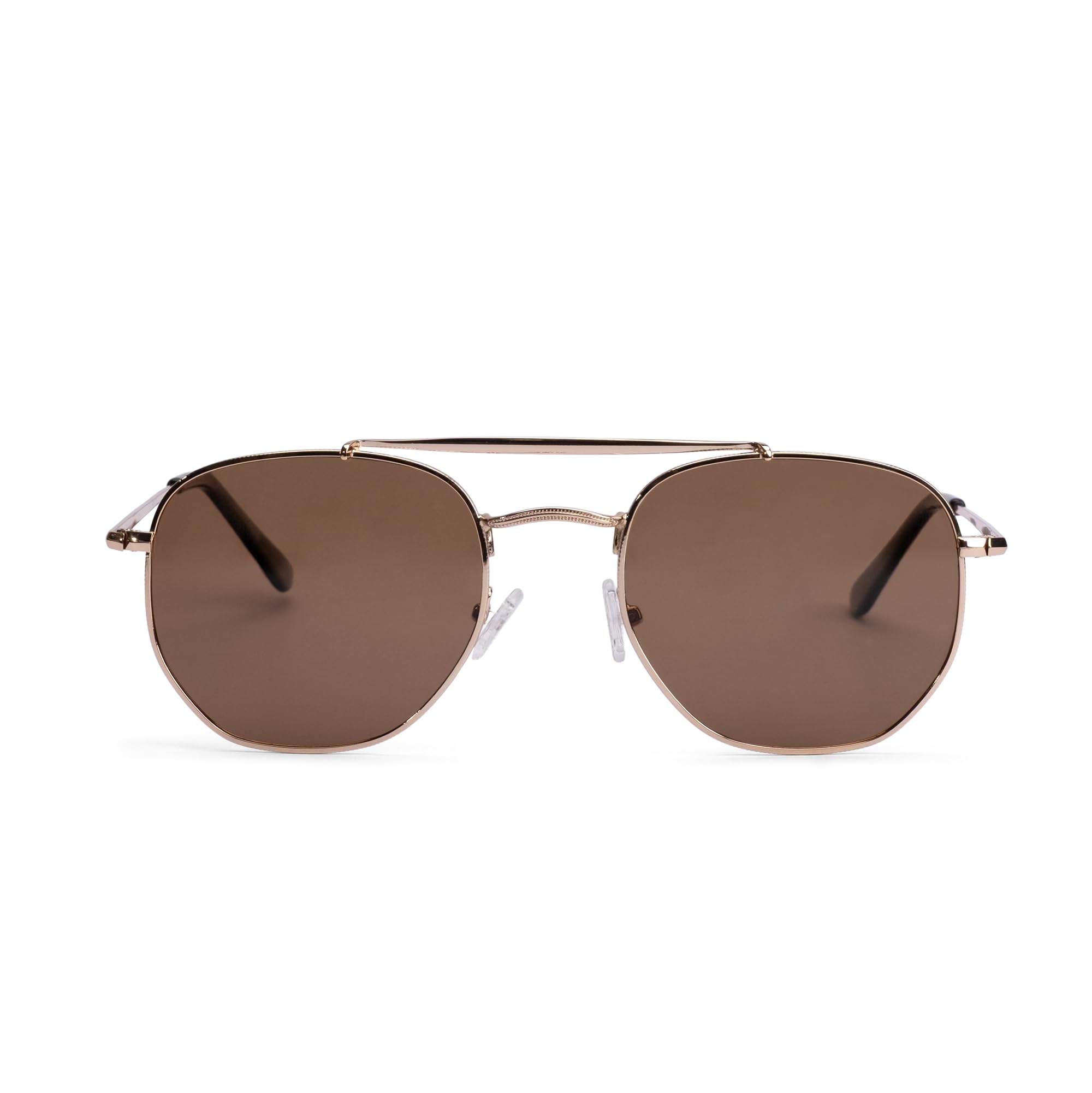 by Klen Optics Gold Hexagon Polarized Sunglasses for Men, Grey UV400 Polycarbonate Lens, Full Rim Metal Frame, Stylish Lightweight Driving & Outdoor Sunglasses for Men-image-1