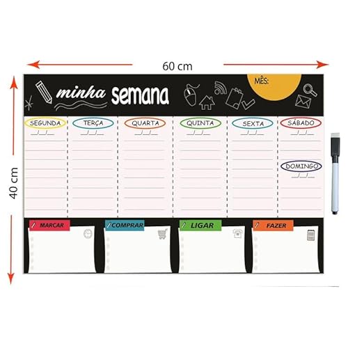 Planner Semanal/Quadro Planejamento Semanal - Planner Parede 40x60 Metal