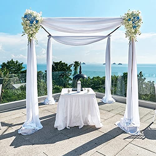 Partisky Wedding Arch Draping Fabric,1 Panel 18Ft White Drapes Chiffon Fabric Drapery Decorations For Ceremony Reception Party Ceiling Backdrop #TOP7