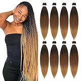 8 Packs Pre Stretched Braiding Hair 3 Tone Ombre Braiding Hair for Braids Twist 26 Inch Itch Free...