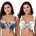 Curve Muse Talla Grande para Mujer,minimizador,inalámbrico,Sujetador sin Forro con Encaje Bordado-Paquete de 2-Suero De La Leche,Gris-90C